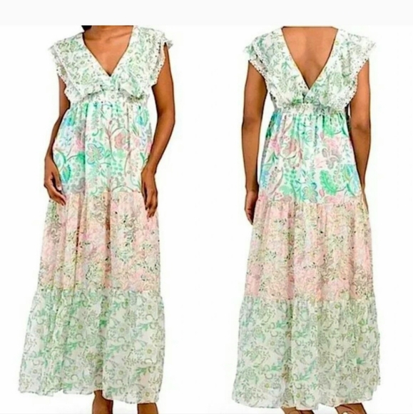 House of Harlow Romantic and Feminine and Gorgeous Pastel Floral Maxi Dress - Picture 10 of 10
